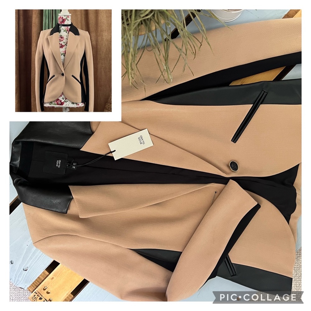 River Island beige color block blazer